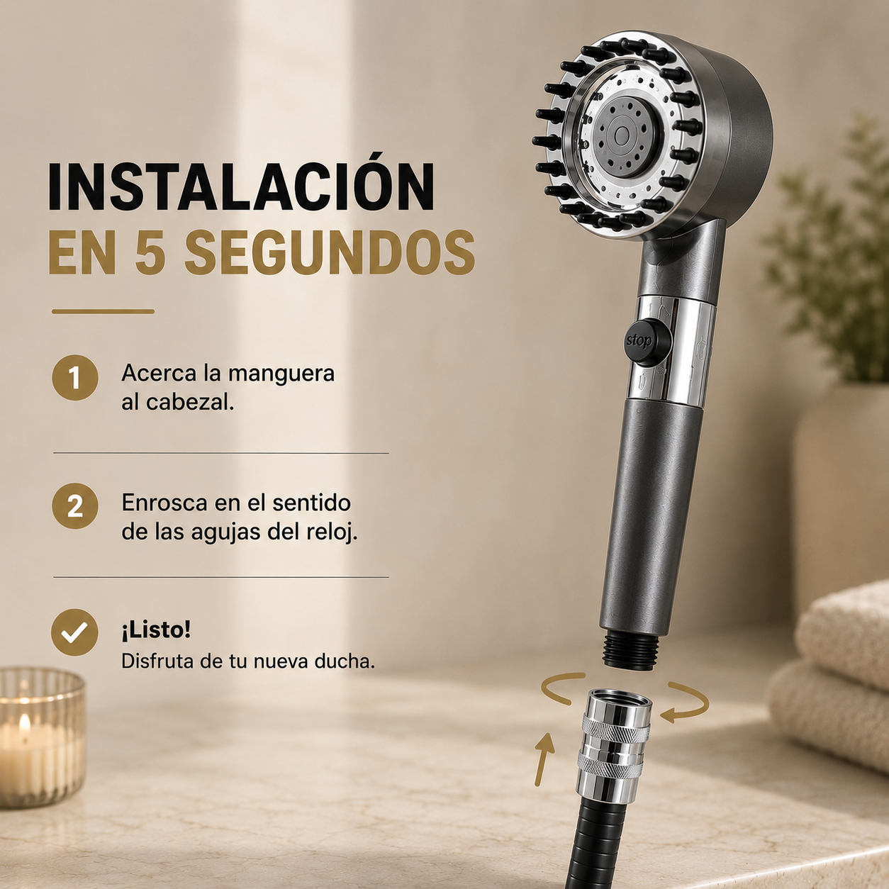 Cabezal de ducha con filtro Belvora
Más presión y agua filtrada