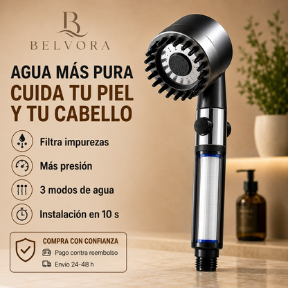 Cabezal de ducha con filtro Belvora
Más presión y agua filtrada