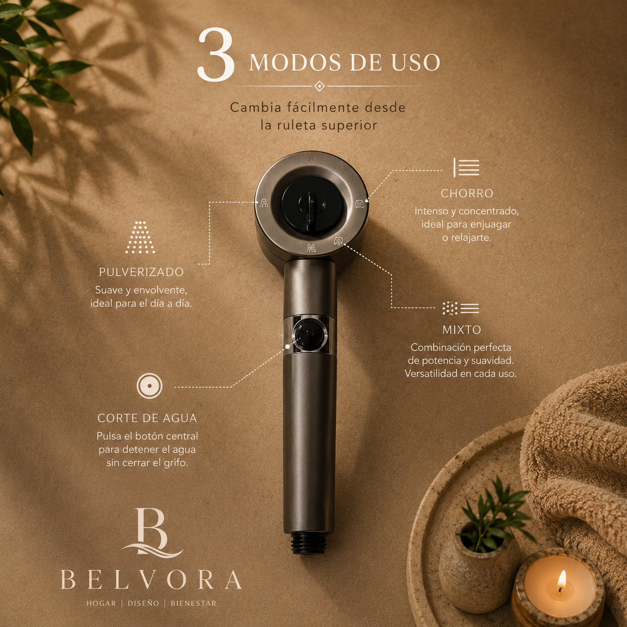 ⭐ Cabezal de ducha + 3 filtros